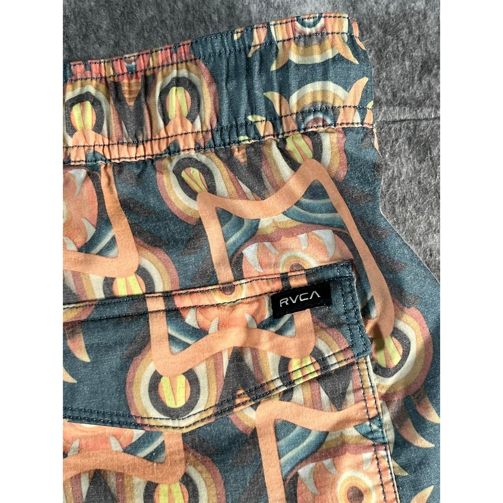 RVCA Mens L Shorts Orange Gray Print 6" inseam - Picture 4 of 10